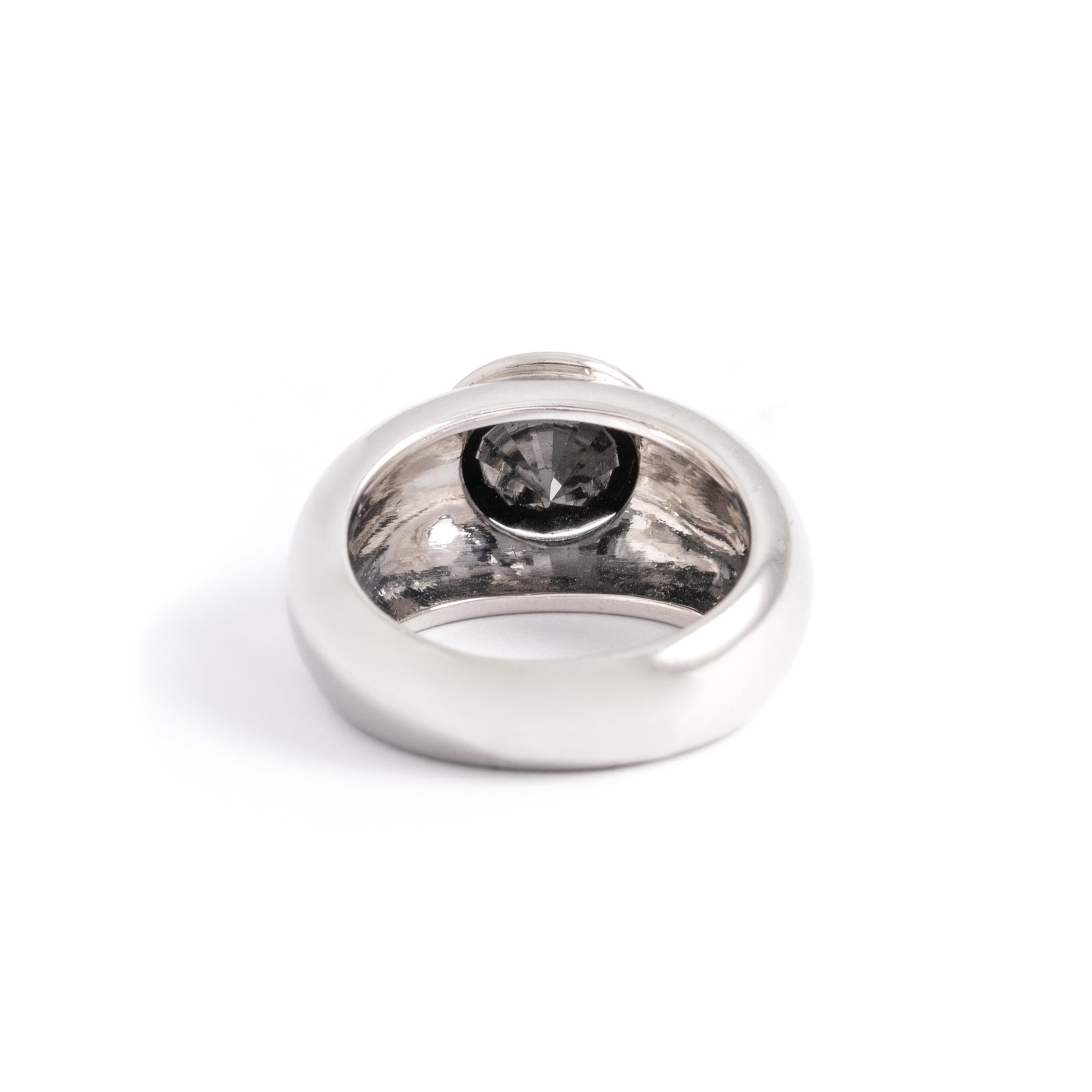 Contemporary Black Diamond Platinum Ring For Sale