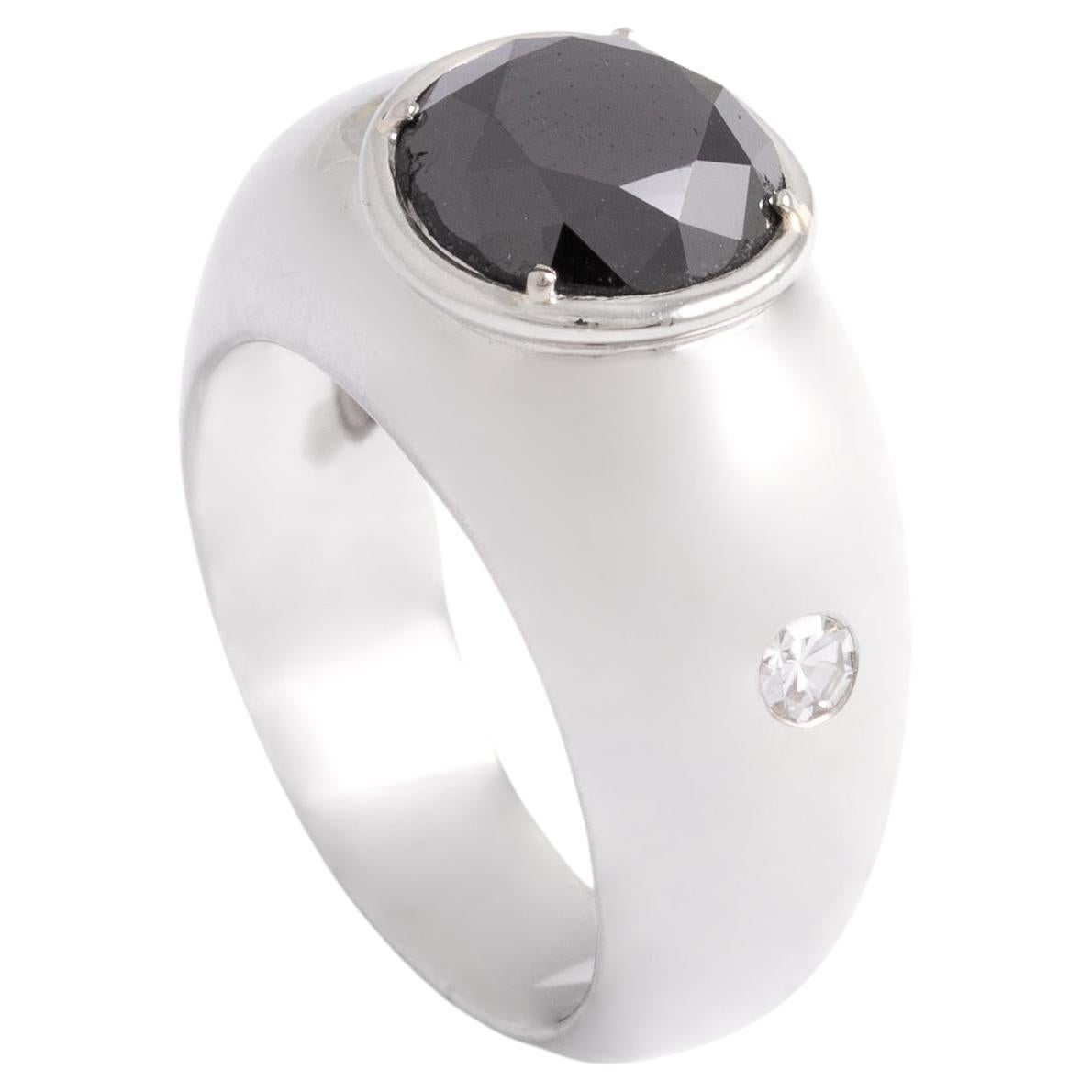 Black Diamond Platinum Ring For Sale