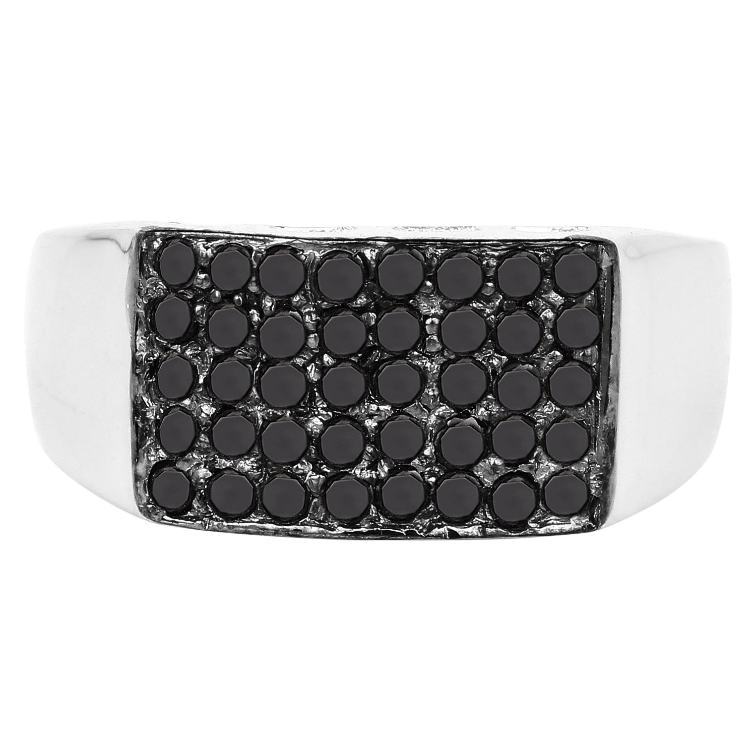 Black Diamond Ring 0.42 Carats Sterling Silver For Sale