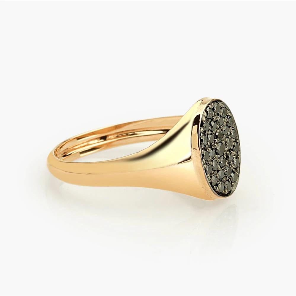 Contemporary Black Diamond Ring 14K Yellow Gold For Sale