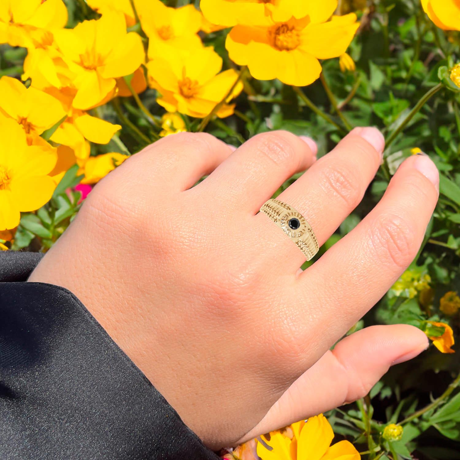 It comes with the Gemological Appraisal by GIA GG/AJP
All gemstones are natural
Black Diamond = 0.20 Carats
Metal: 14K Yellow Gold Plated Sterling Silver
Ring Size: 8* US
*It can be resized complimentary