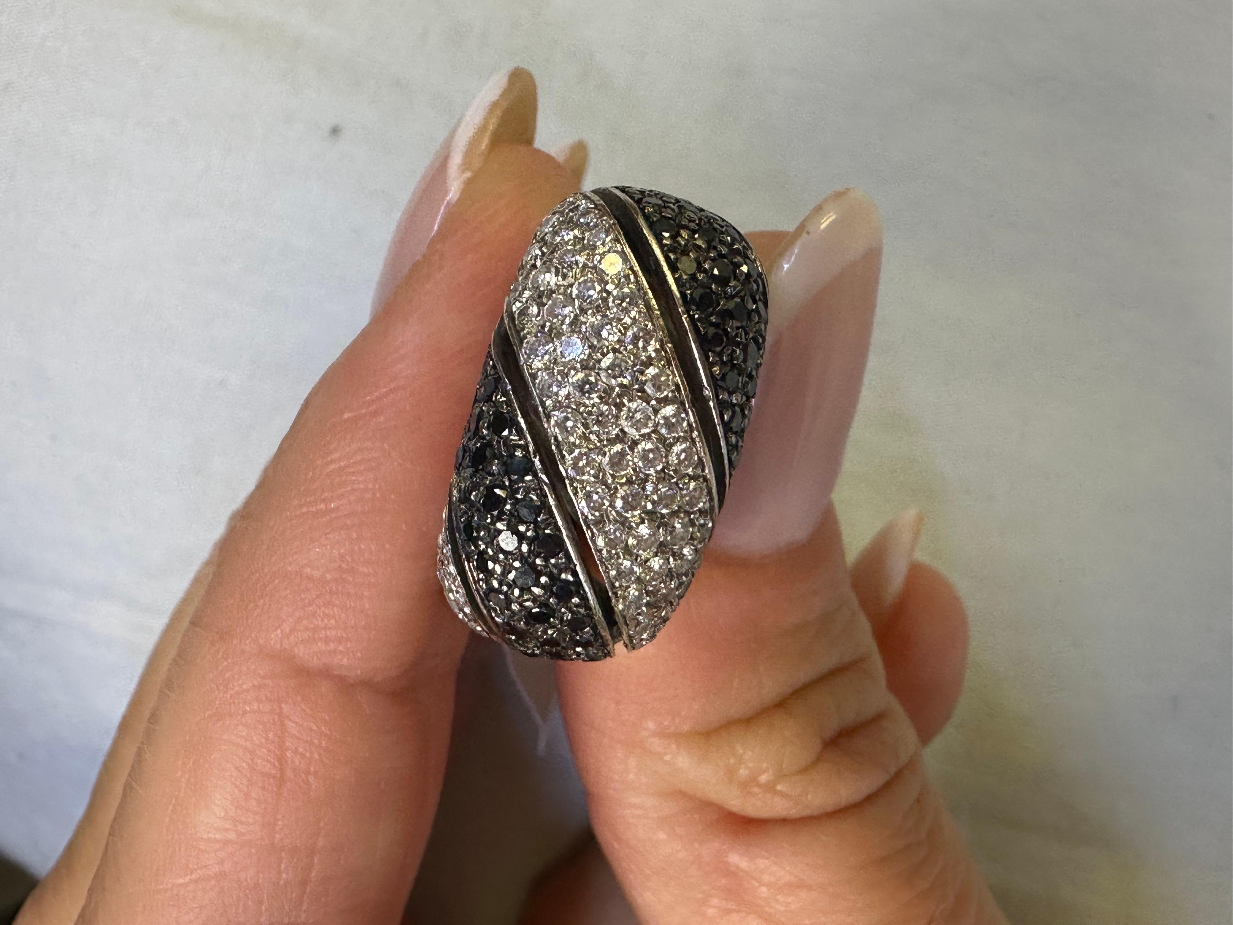 Women's or Men's Black Diamond ring 14kt gold cocktail ring For Sale