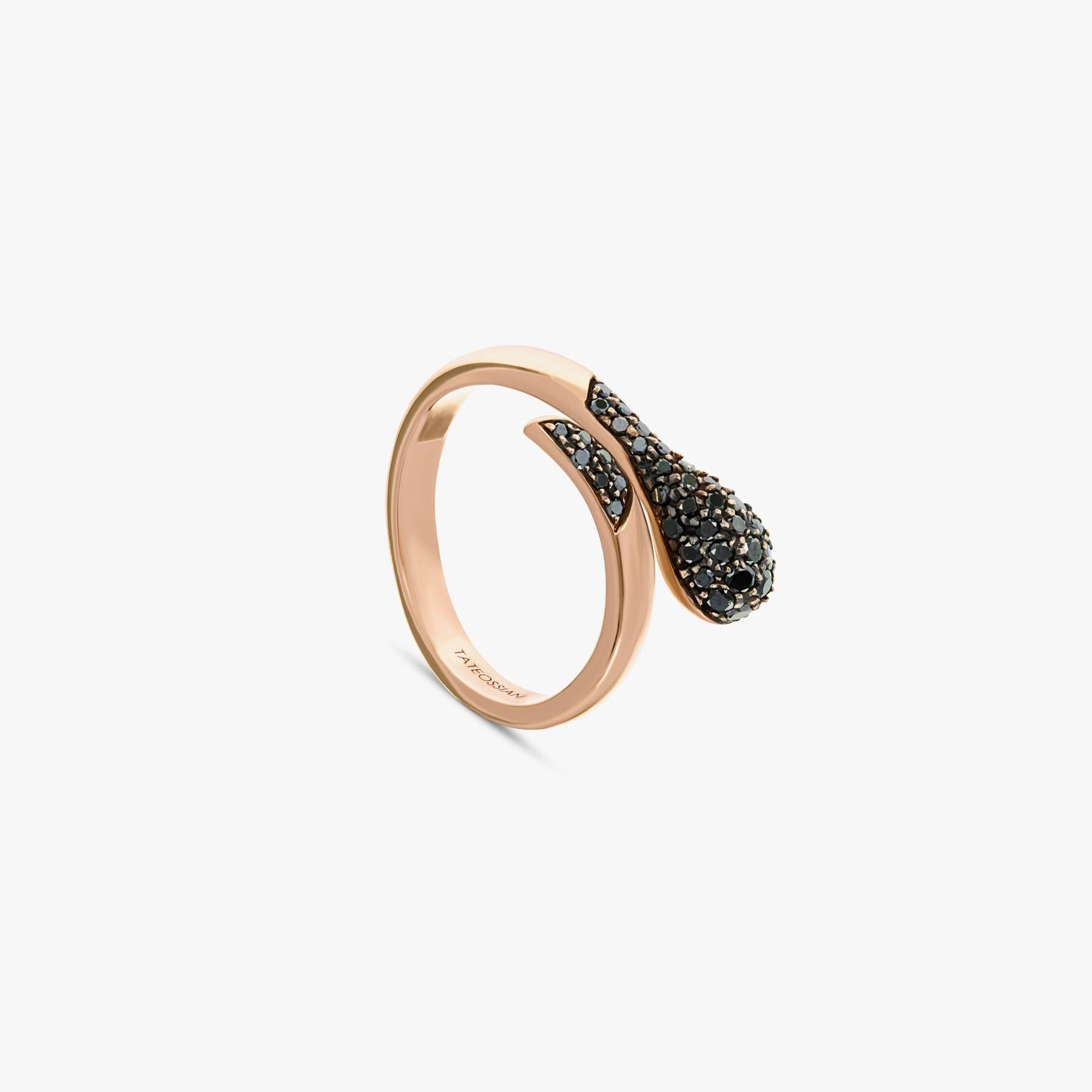 black diamond and rose gold ring