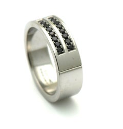 Black diamond ring mens wedding band 18KT gold mens jewelry natural black diamon