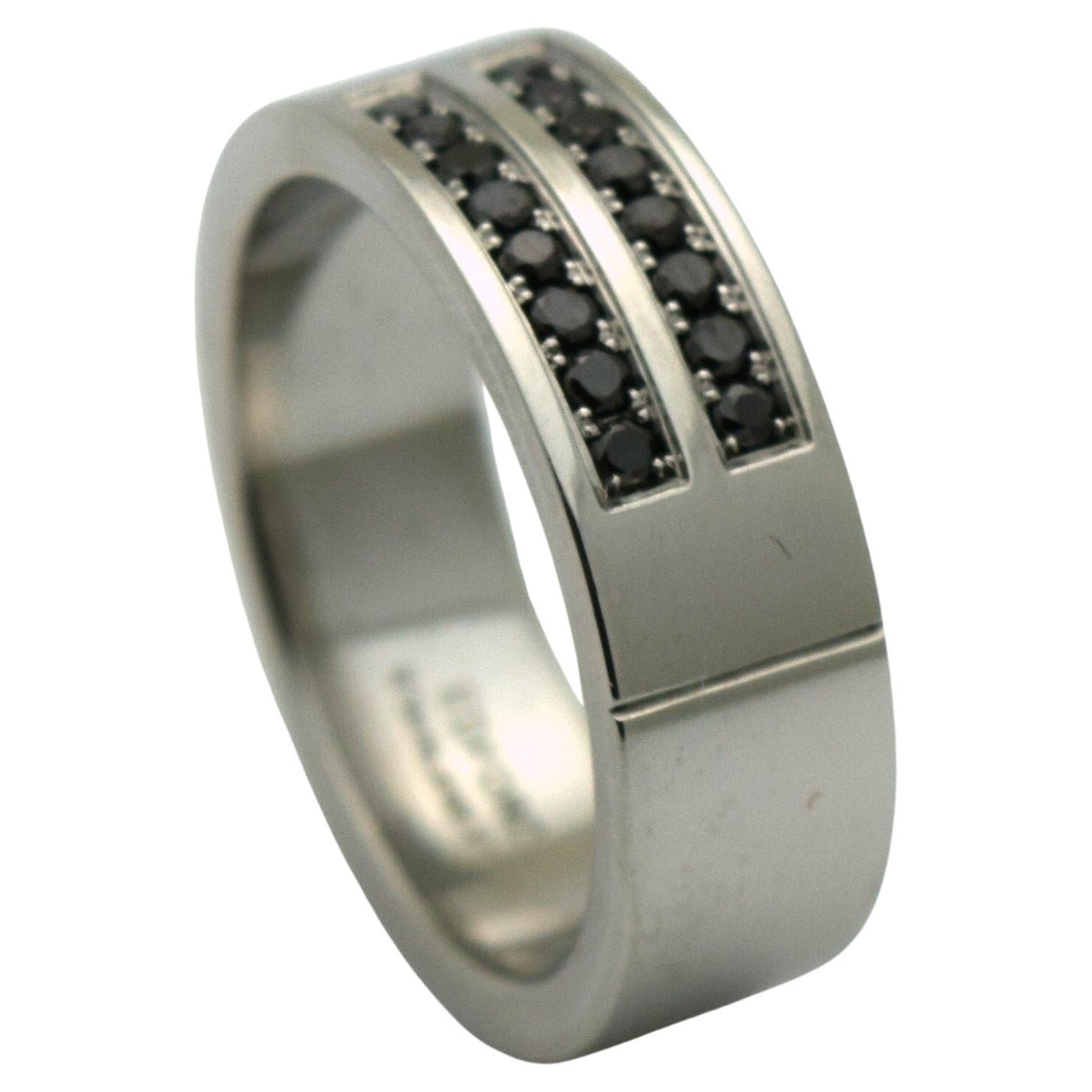 Bague diamant noir alliance homme or 18KT bijoux homme diamant noir naturel