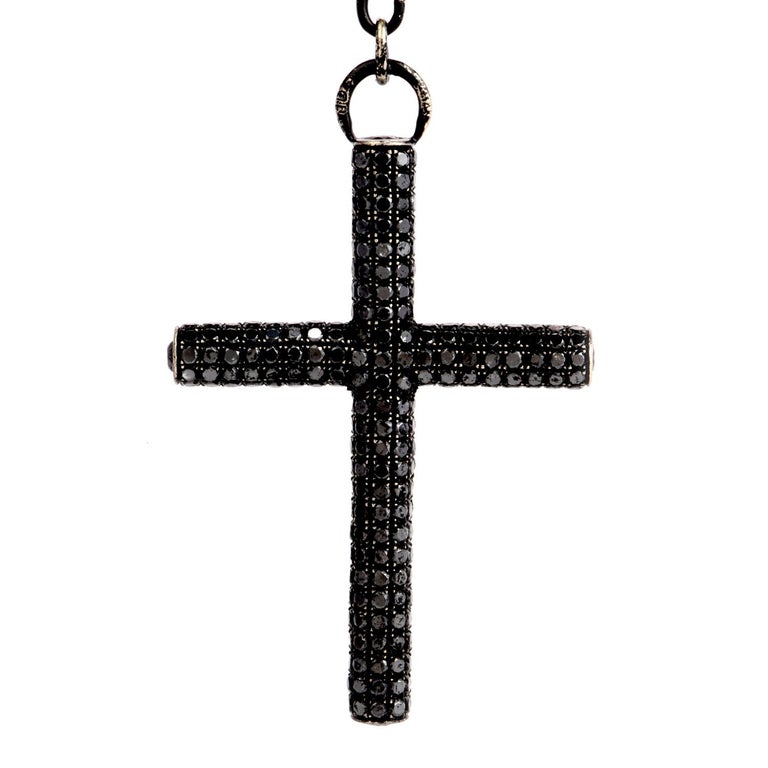 Black Diamond Rosary Gold Long Drop Beaded Cross Pendant Necklace at 1stDibs beaded cross