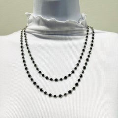 Black Diamond Round Chain Necklace in 18K White Gold & Platinum