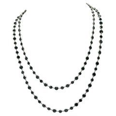 Black Diamond Round Chain Necklace in 18K White Gold & Platinum