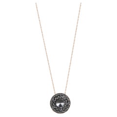 Round Black Diamond Spiked Pendant Necklace in Yellow Gold