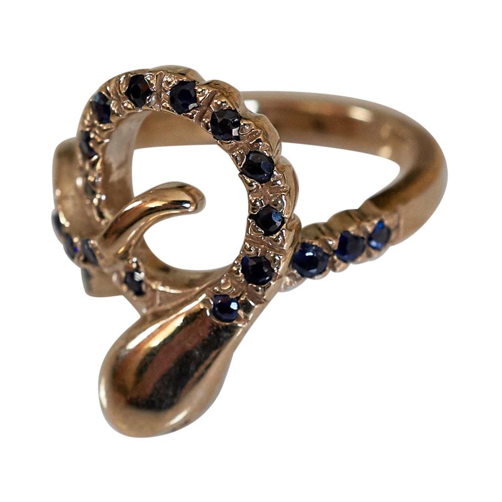 Black Diamond Sapphire Gold Snake Ring Statement Cocktail J Dauphin For Sale