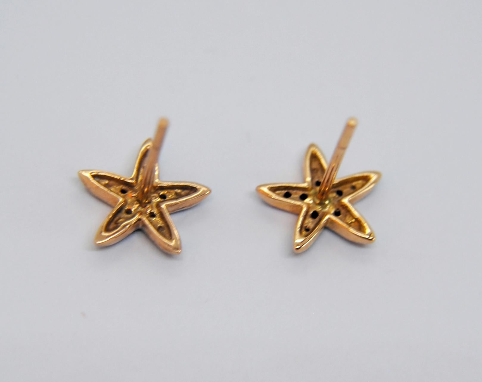 Contemporary Black Diamond Sea Star Earrings in 18 Karat Rose Gold