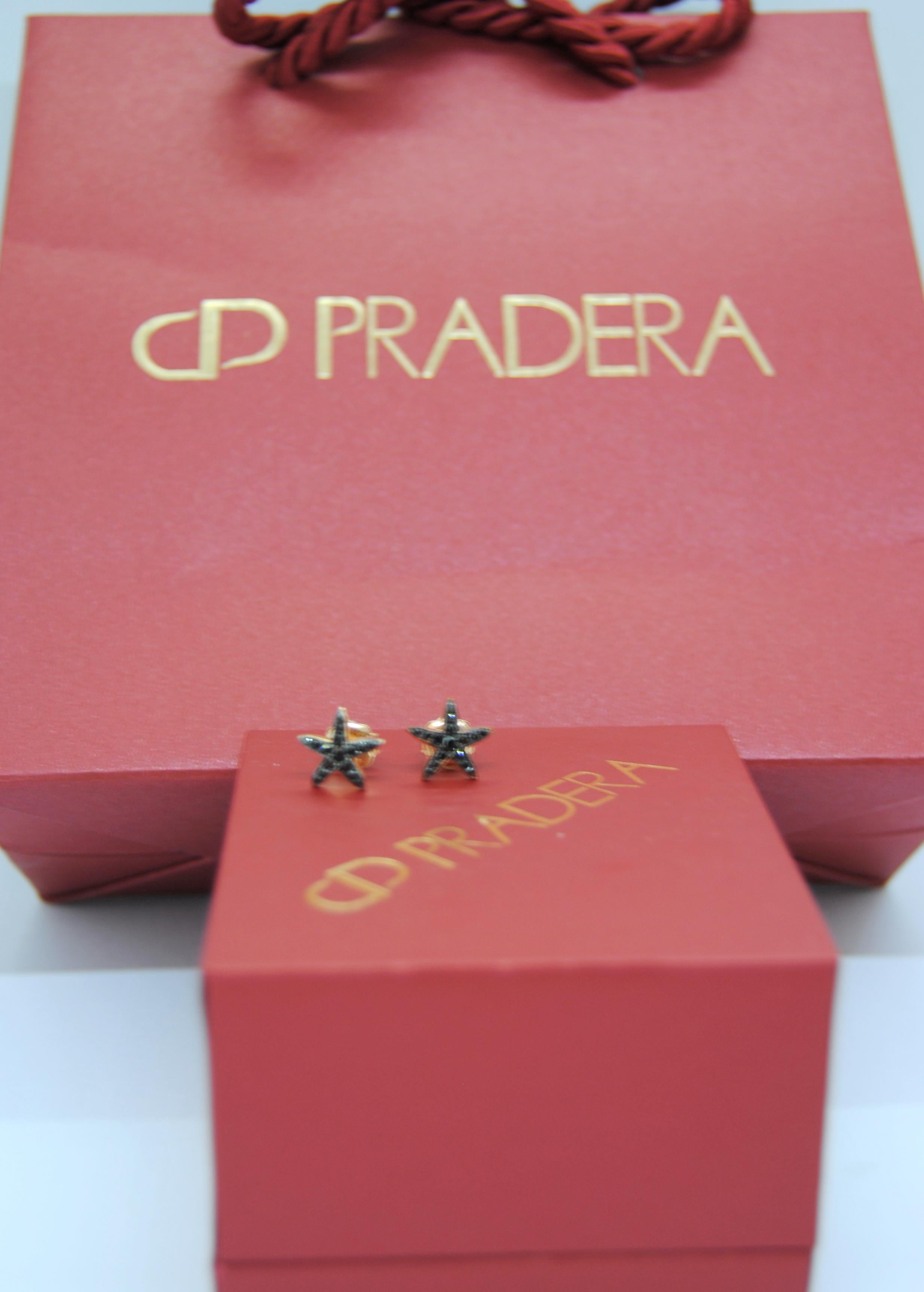 Black Diamond Sea Star Earrings in 18 Karat Rose Gold 1