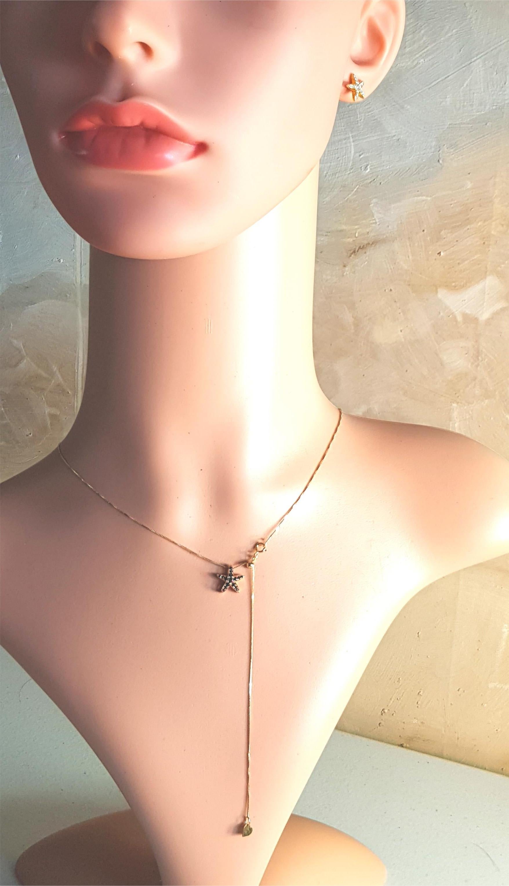 Black Diamond Sea Star Pendant and Movable Tie Chain 18 Karat Rose Gold For Sale 2
