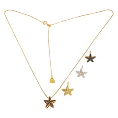 Antique Black Diamond Sea Star Pendant and Movable Tie Chain 18 Karat Rose Gold