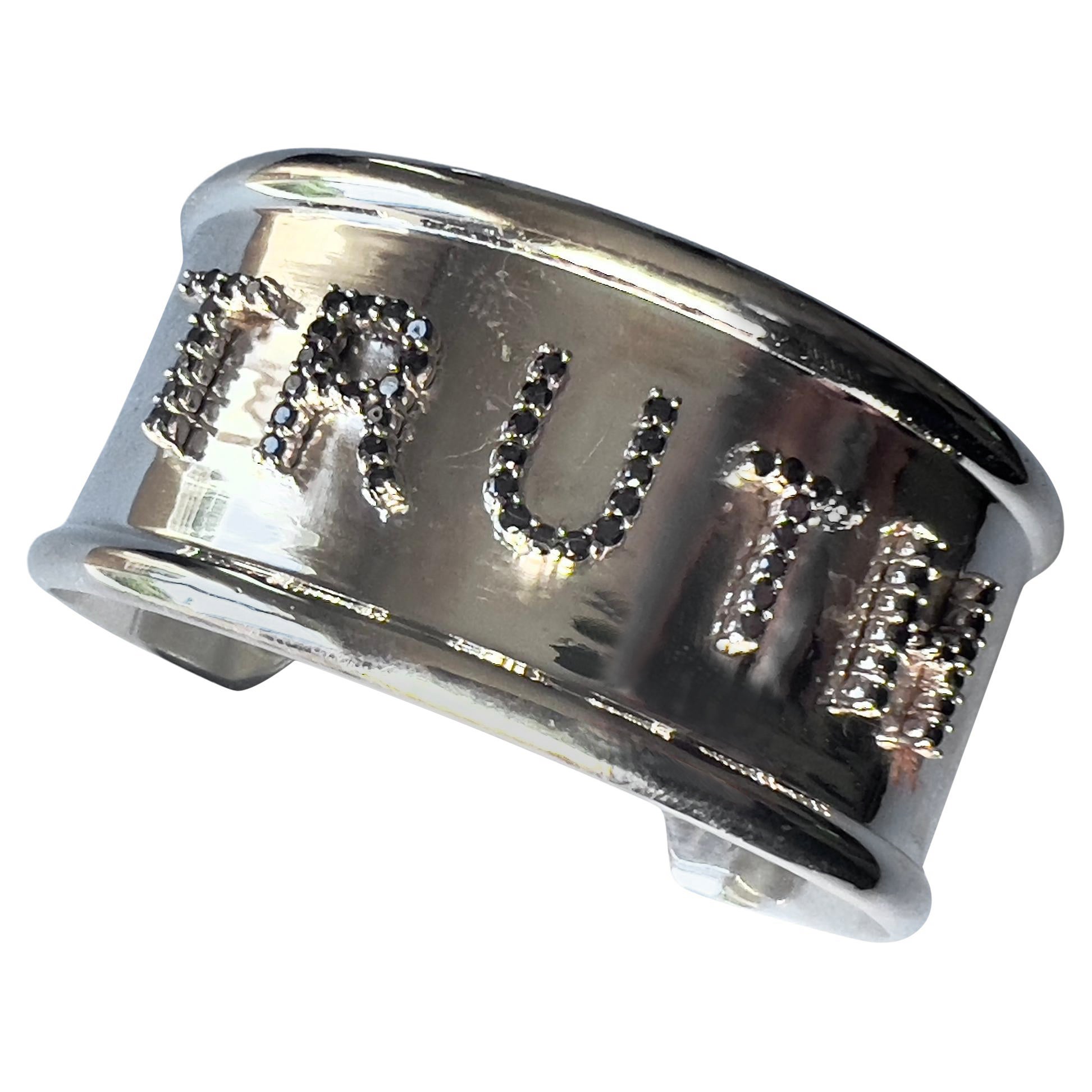 Black Diamond Silver Cuff Bracelet J Dauphin For Sale