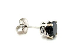 Black Diamond Single Stud Earring RBC Pushback 1ct Size Mined 14K 1 Carat