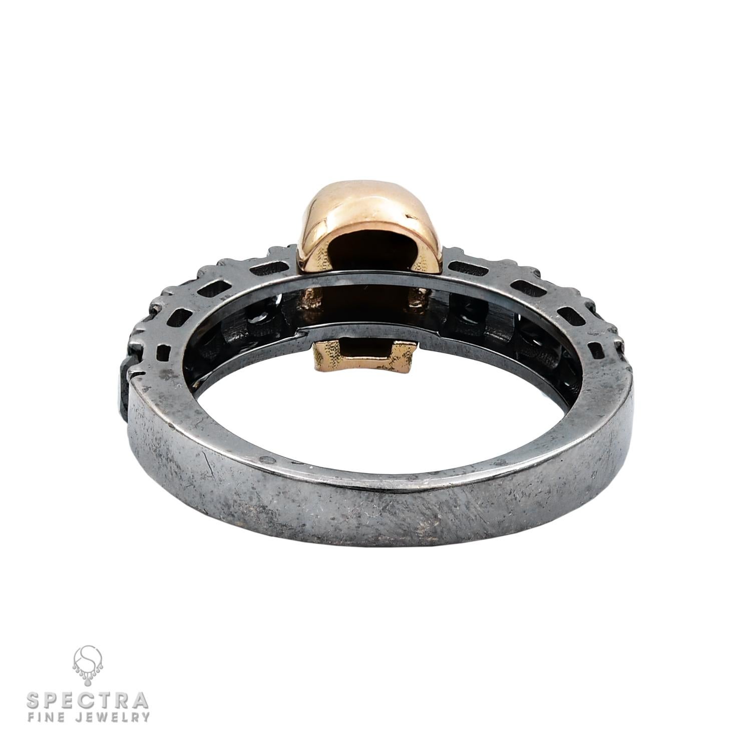 Round Cut Black Diamond Skull Ring For Sale