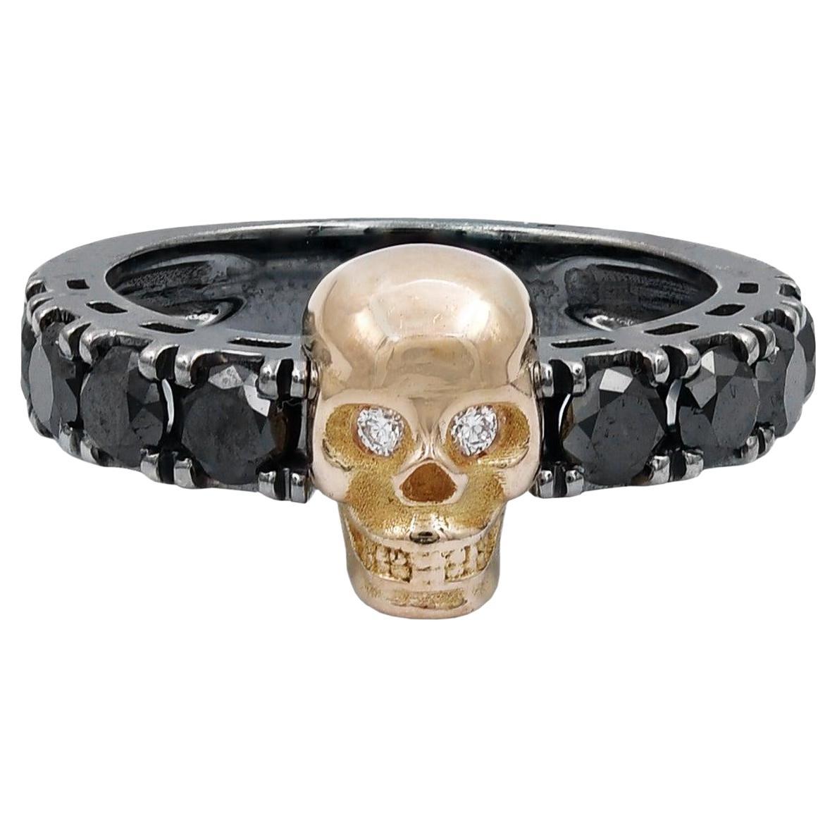Bague crâne en diamant noir