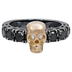 Anillo Calavera Diamante Negro