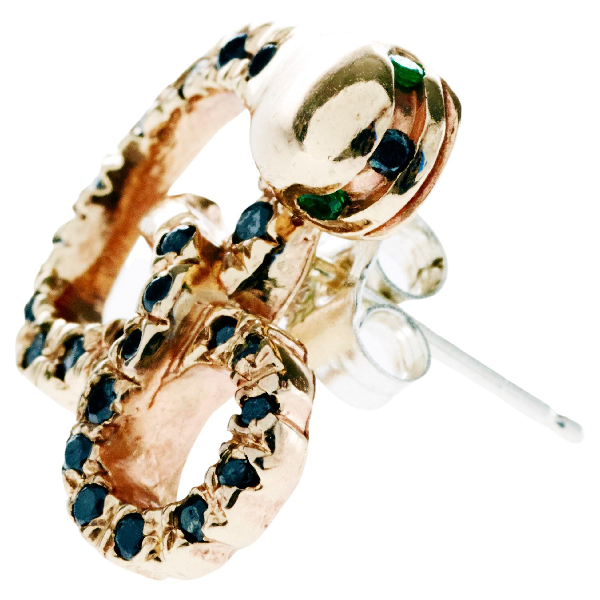 Black Diamond Snake Earring Emerald Gold J Dauphin For Sale
