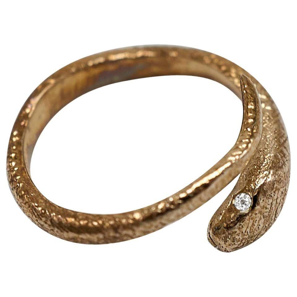 Black Diamond Snake Ring Bronze J Dauphin For Sale at 1stDibs