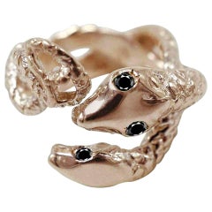 Black Diamond Snake Ring Cocktail Ring Onesie Adjustable Bronze Dauphin