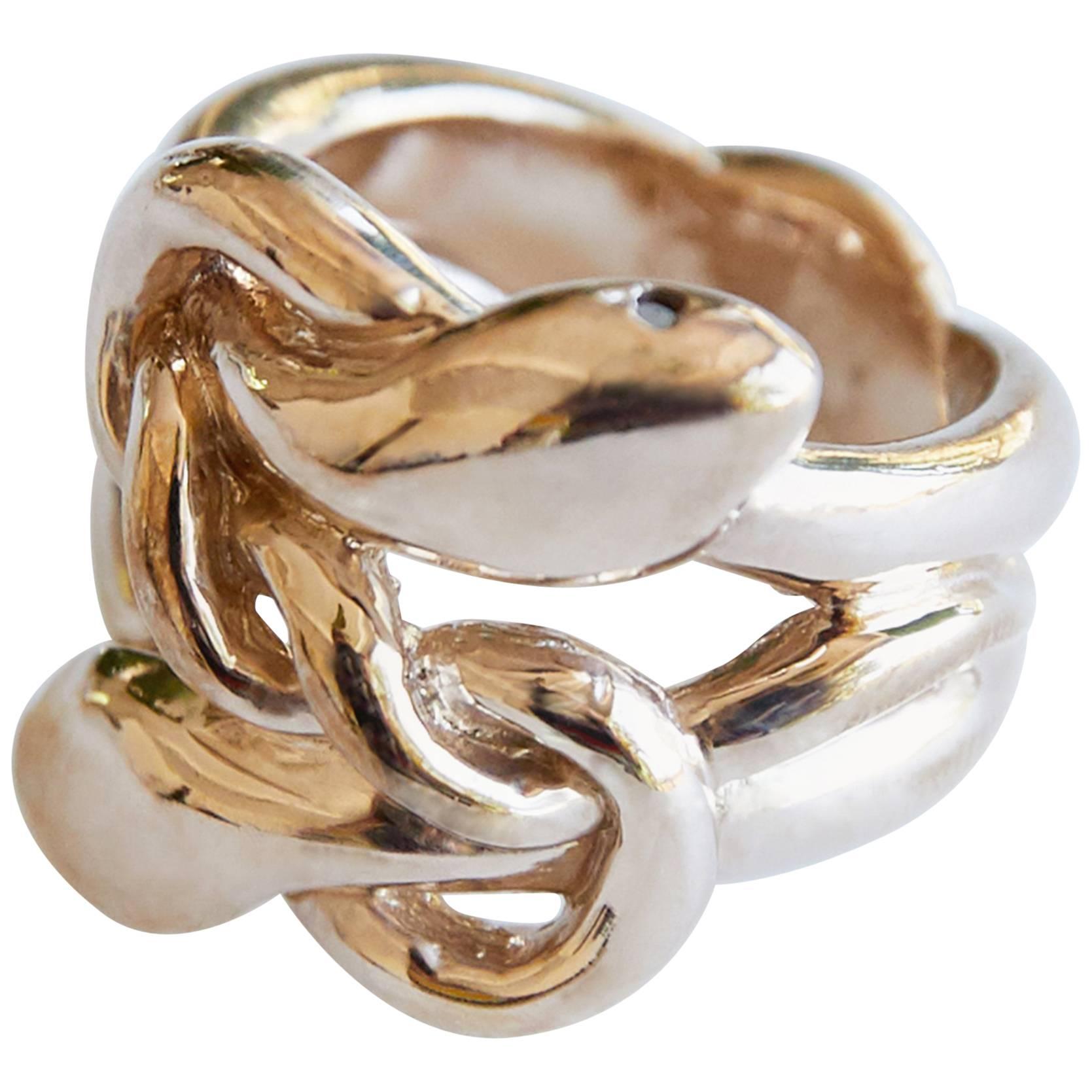 Snake Ring 4 pcs Black Diamond Double Victorian Style J Dauphin set as snake eyes

J DAUPHIN 
