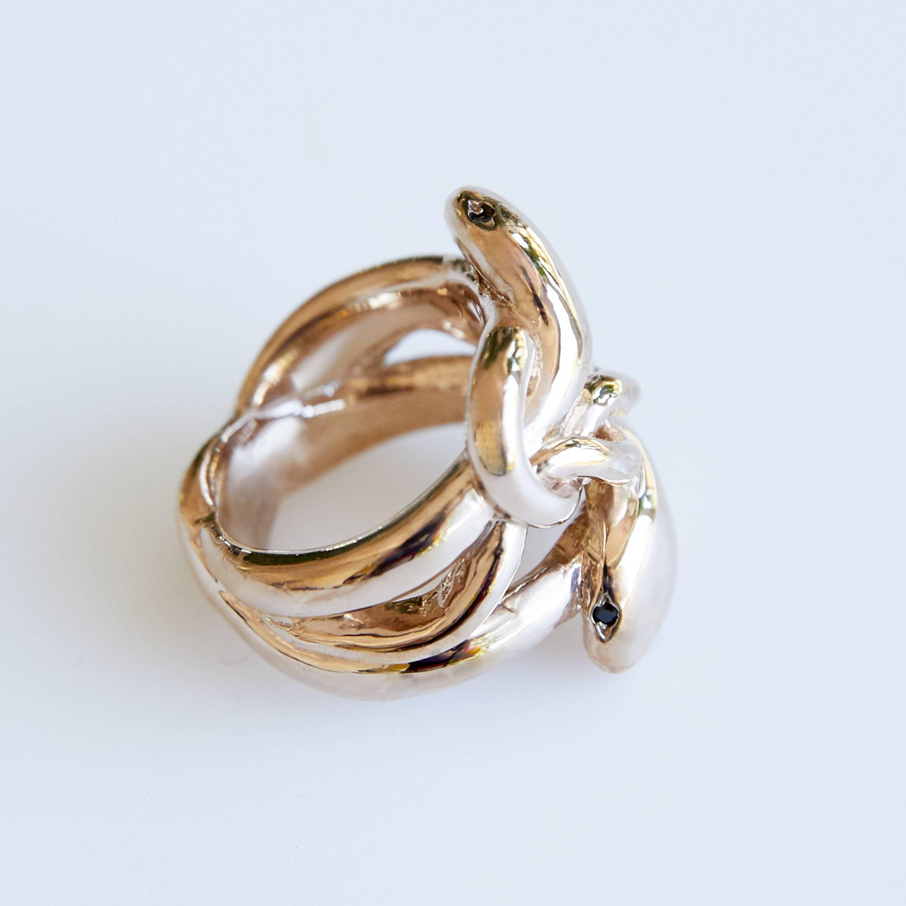 Contemporary Black Diamond Snake Ring Double Victorian Style J Dauphin