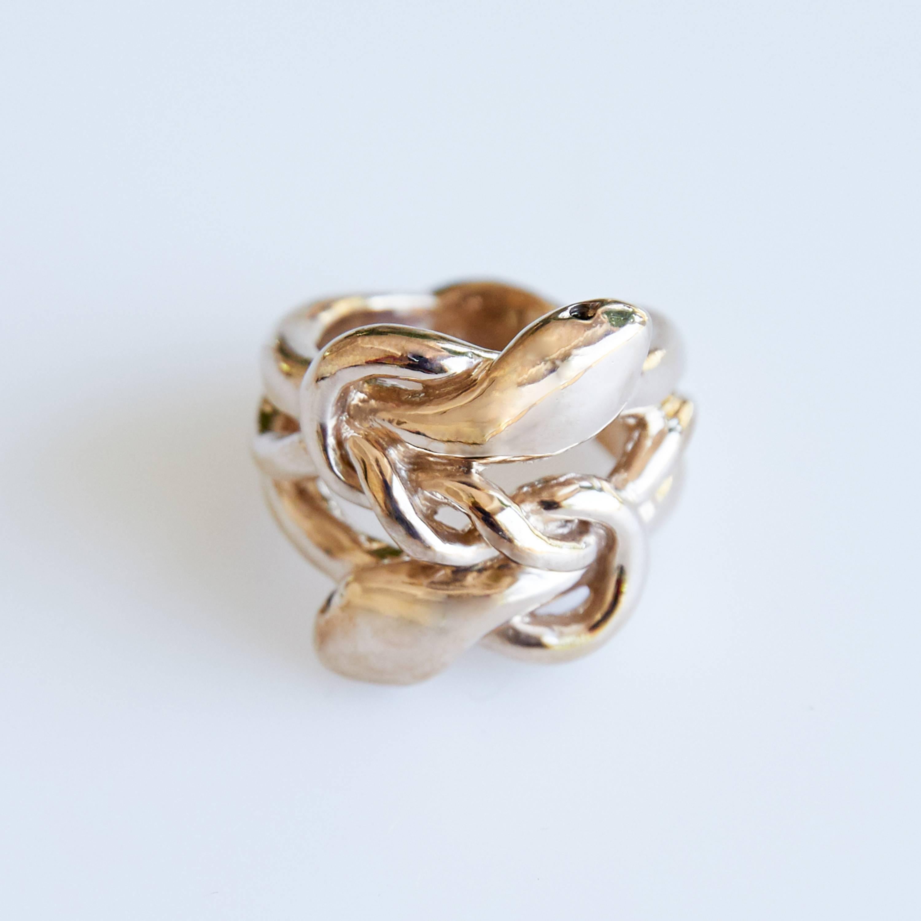 Brilliant Cut Black Diamond Snake Ring Double Victorian Style J Dauphin
