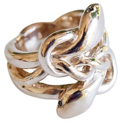Anello con diamante nero a serpente doppio stile vittoriano J DAUPHIN