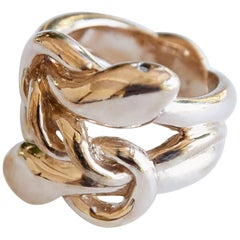 Black Diamond Snake Ring Victorian Style Gold Plated Silver