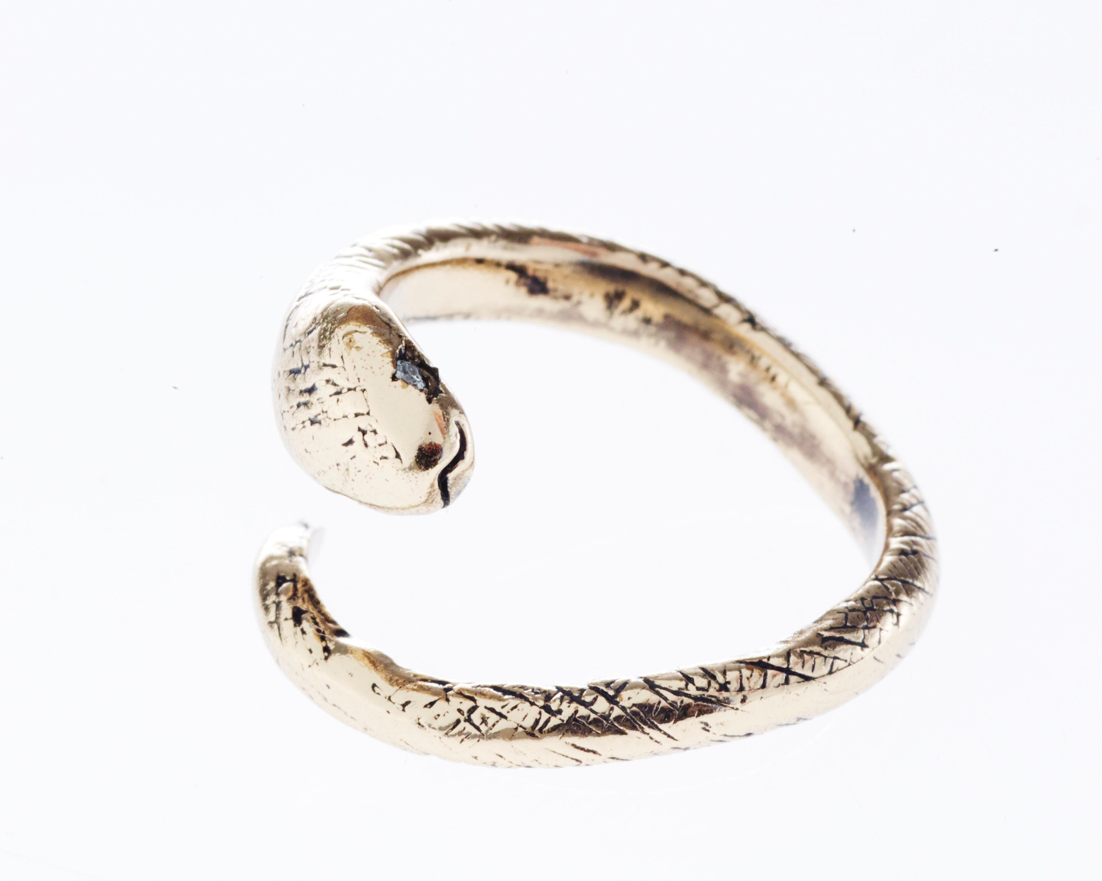 Black Diamond Solid 14 Karat Gold Snake Ring 

J DAUPHIN 