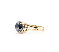 Schwarzer Diamant Solitär Ring in 14k Gelbgold