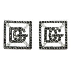 Black Diamond Square SG 14K (or 18k upon request) Gold Monogram Stud Earrings