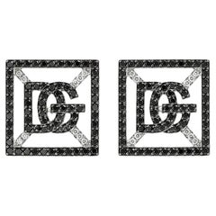 Black Diamond Square SG 14K (or 18k upon request) Gold Monogram Stud Earrings