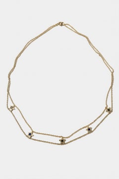 Black Diamond Star Choker Necklace 14k Gold Plated Silver Double Chain J Dauphin