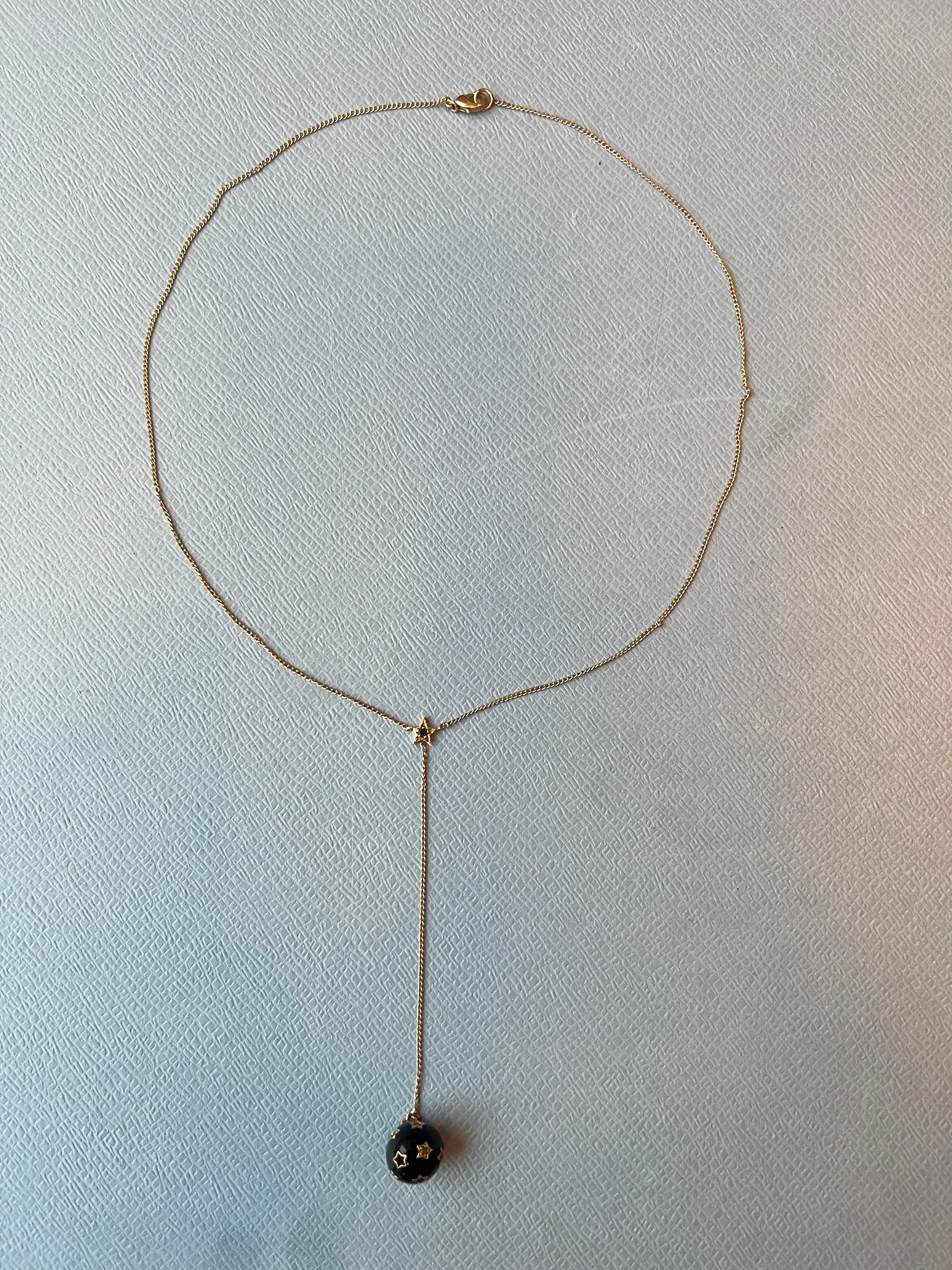 Black Diamond Star Sphere Necklace Black Enamel For Sale 9