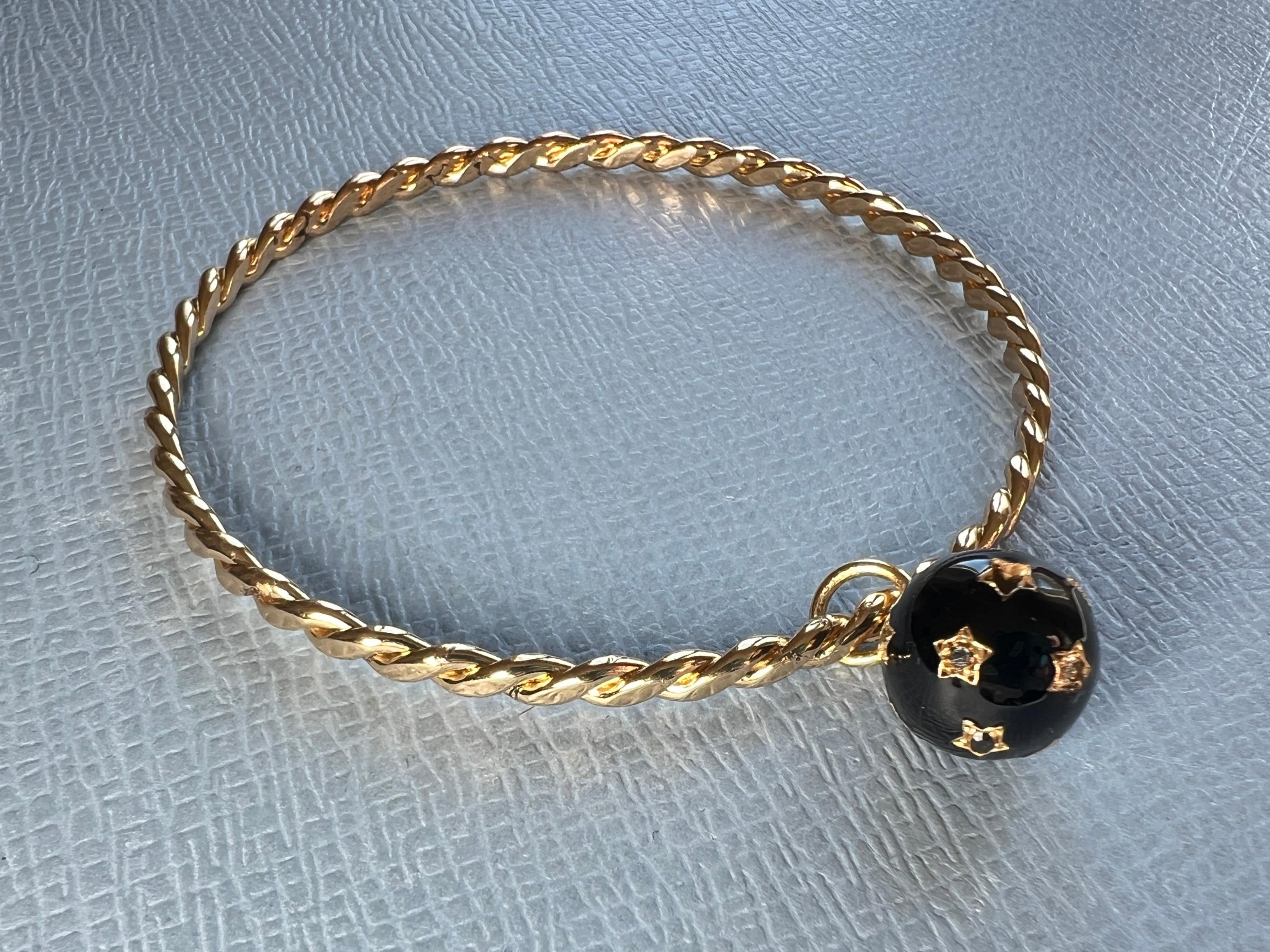 Black Diamond Star Sphere Necklace Black Enamel In New Condition For Sale In Los Angeles, CA