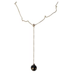 Black Diamond Star Sphere Necklace Black Enamel