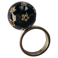 Black Diamond Star Sphere Ring Enamel