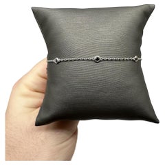 Pulsera Estación Diamante Negro en Oro Blanco de 14kt - 0.25ctw, 7in, Nuevo