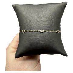 Bracelet Station en or jaune 14kt avec diamant noir - 0.25ctw, 7in, New