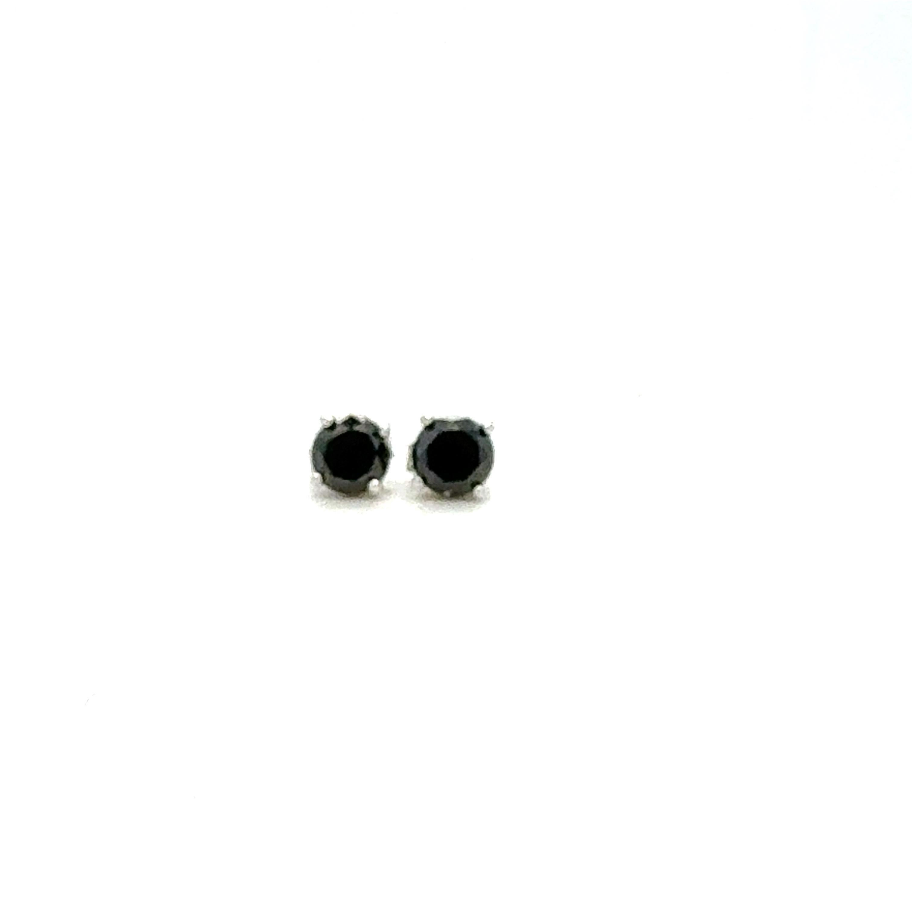 Moderne Boucles d'oreilles en or blanc 14 carats avec diamant noir en vente