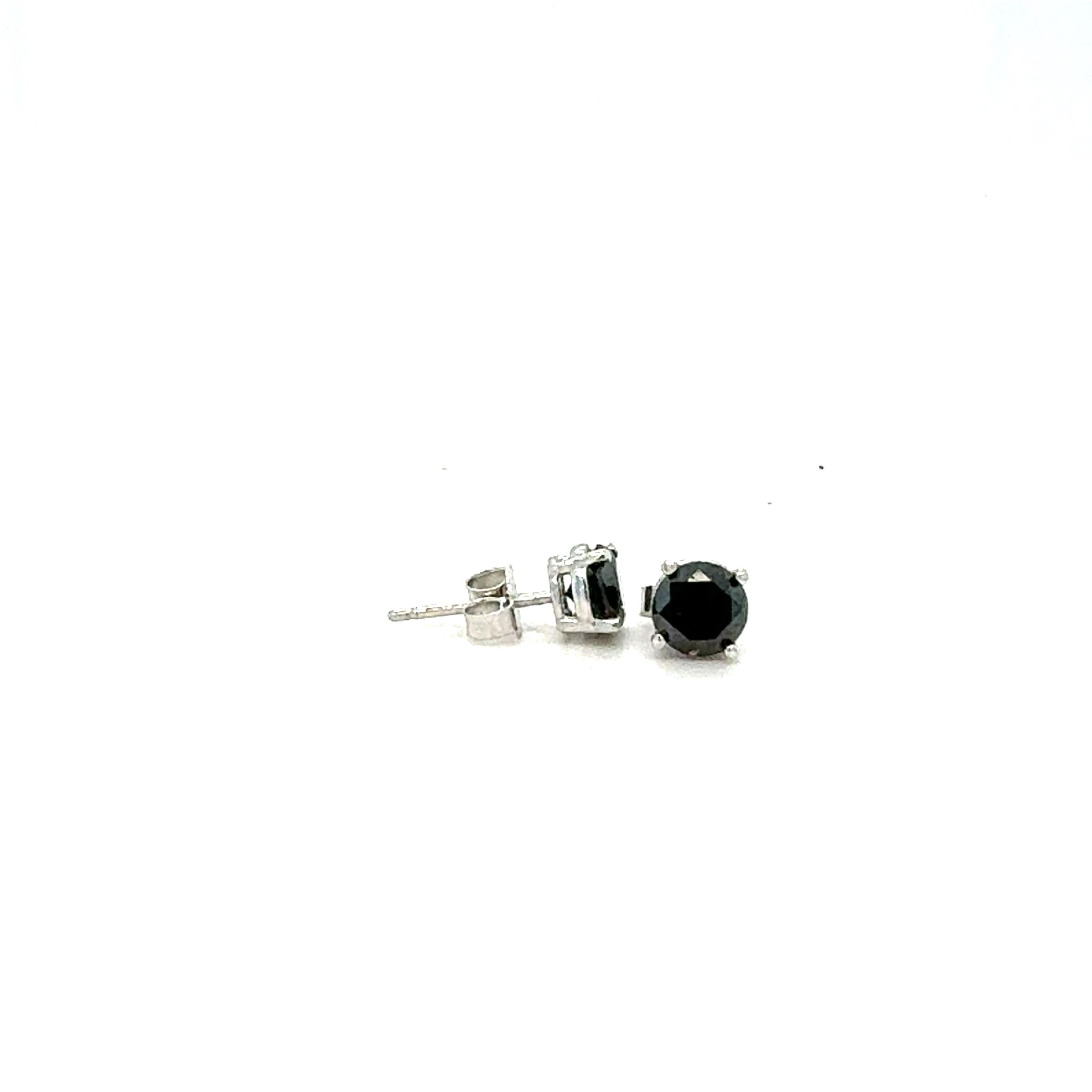 Boucles d'oreilles en or blanc 14 carats avec diamant noir Unisexe en vente