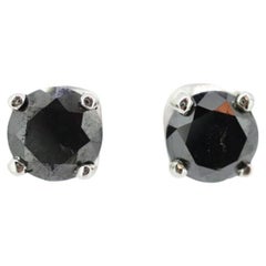 Pendientes de diamantes negros. Pendientes de 14k con diamantes de 1,67 ctw. Negro azabache.