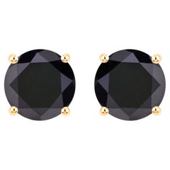 Orecchini con diamante nero 3,4 carati in oro giallo 14K