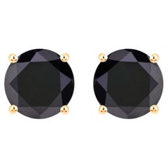 Pendientes de Diamante Negro 4,1 Quilates Oro Amarillo 14K