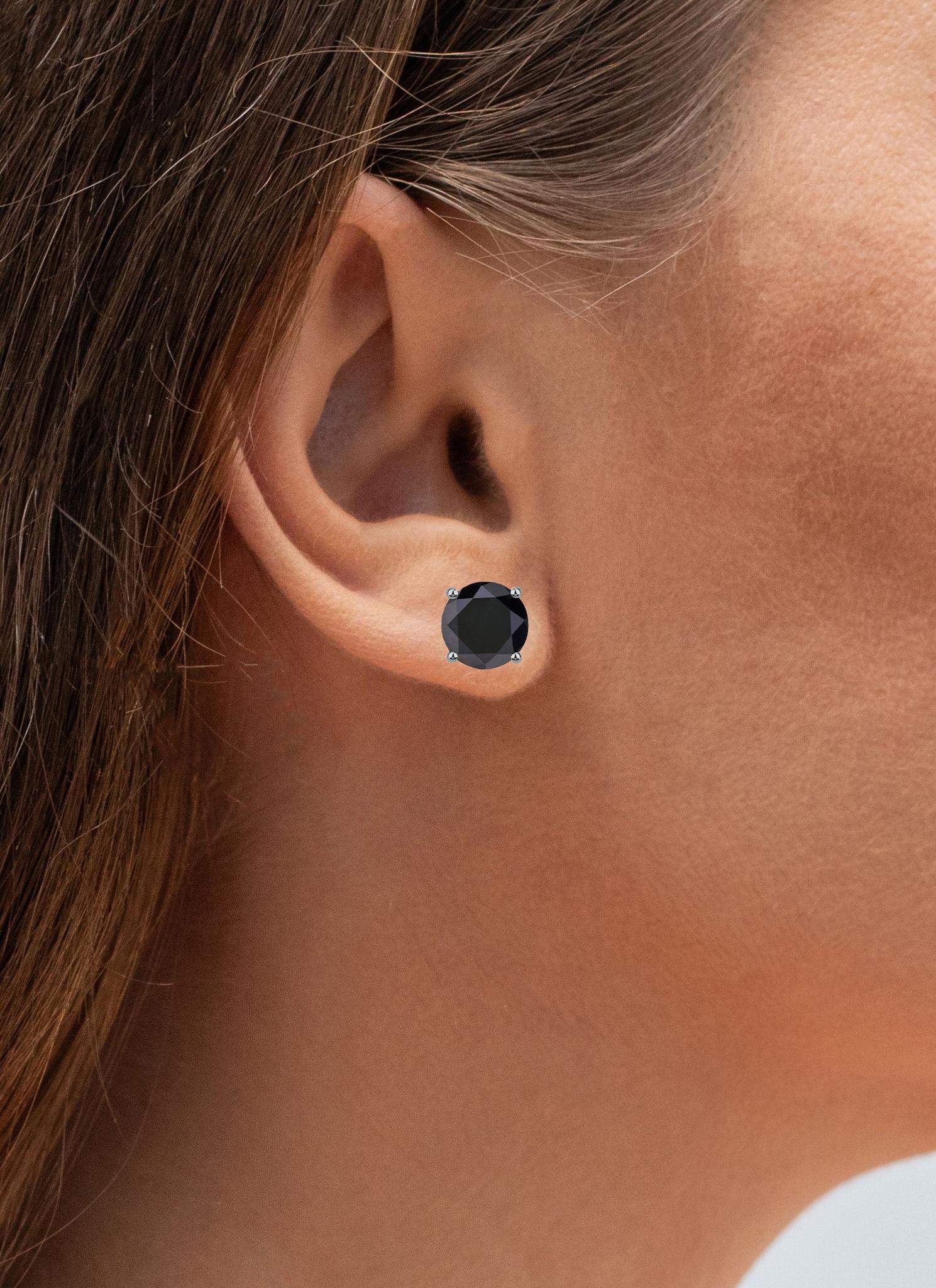 Schwarze Diamant-Ohrstecker 4,25 Karat 14K Weißgold (Zeitgenössisch) im Angebot