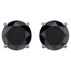 Pendientes de Diamante Negro 4,25 Quilates Oro Blanco 14K