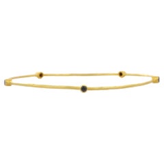 Black Diamond Studded 18K Solid Yellow Gold Bangle 